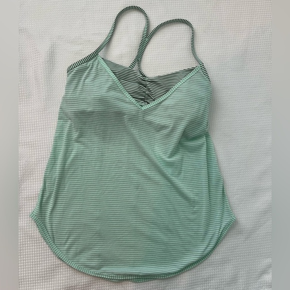 Lululemon Roll Out Tank in Heathered Fresh Teal / Mini Hyper Stripe Fresh Teal - Picture 9 of 10